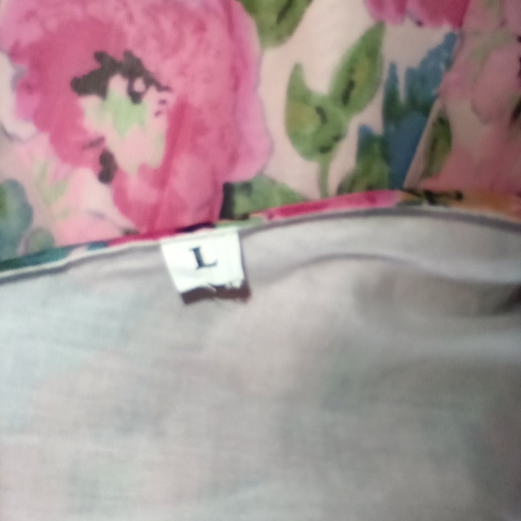 One Shoulder Long Sleeve Floral Mini Dress. Size L - Picture 13 of 14